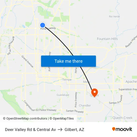 Deer Valley Rd & Central Av to Gilbert, AZ map