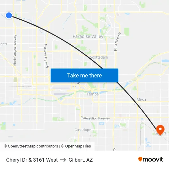 Cheryl Dr & 3161 West to Gilbert, AZ map