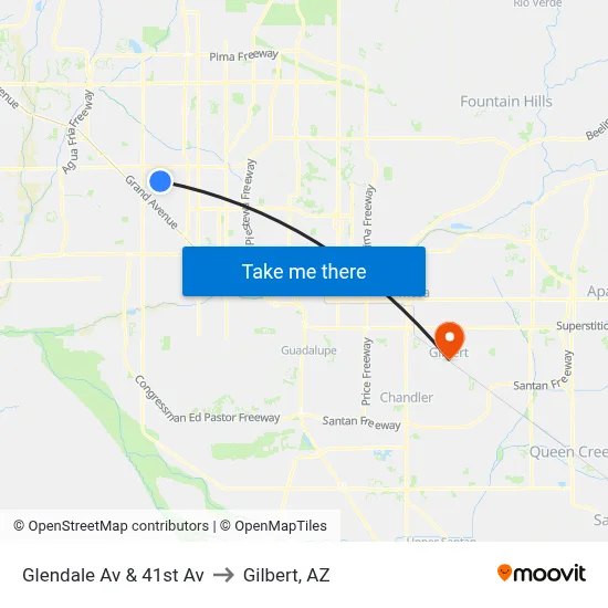 Glendale Av & 41st Av to Gilbert, AZ map