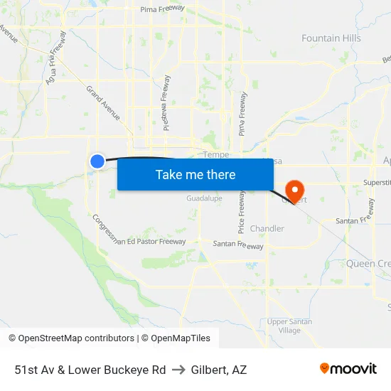 51st Av & Lower Buckeye Rd to Gilbert, AZ map