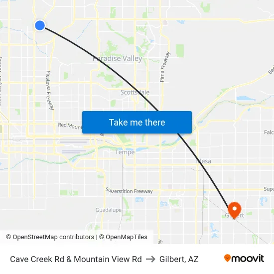 Cave Creek Rd & Mountain View Rd to Gilbert, AZ map