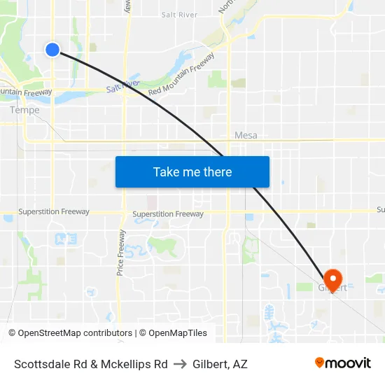 Scottsdale Rd & Mckellips Rd to Gilbert, AZ map