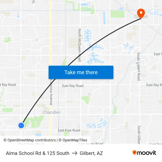 Alma School Rd & 125 South to Gilbert, AZ map