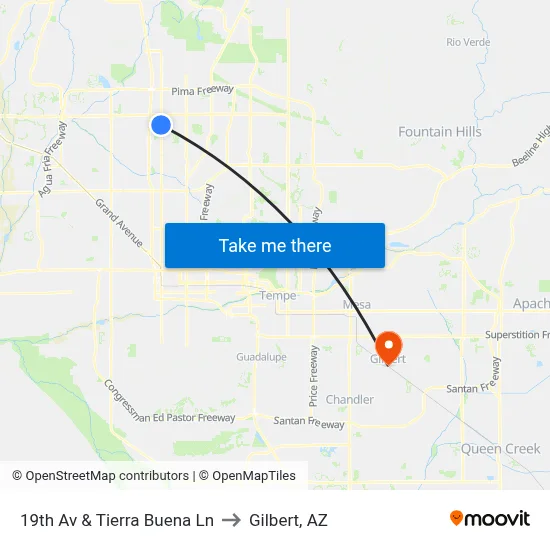 19th Av & Tierra Buena Ln to Gilbert, AZ map