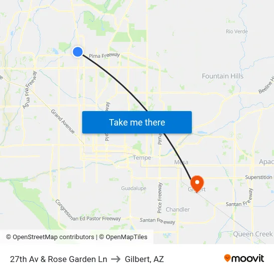 27th Av & Rose Garden Ln to Gilbert, AZ map
