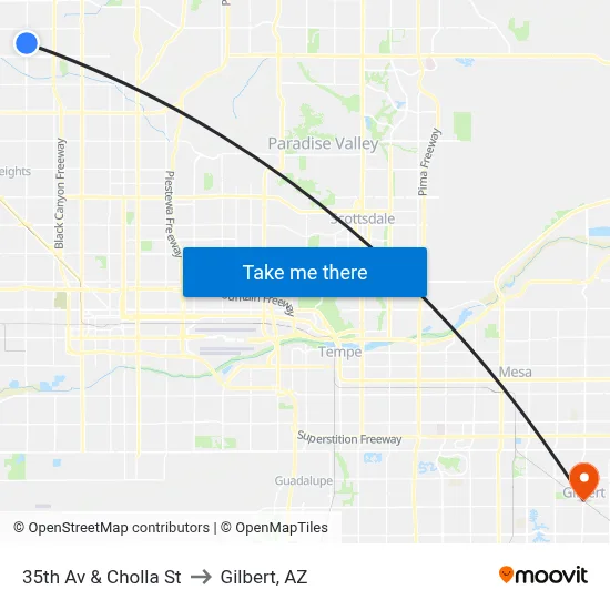 35th Av & Cholla St to Gilbert, AZ map