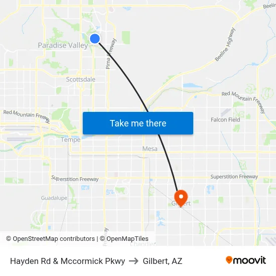 Hayden Rd & Mccormick Pkwy to Gilbert, AZ map