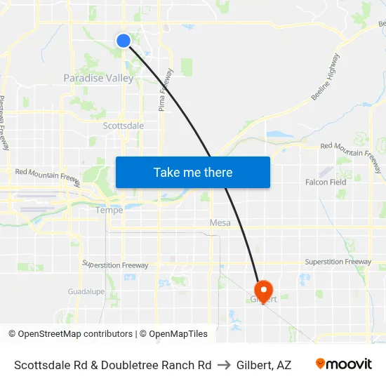 Scottsdale Rd & Doubletree Ranch Rd to Gilbert, AZ map