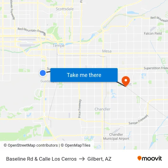 Baseline Rd & Calle Los Cerros to Gilbert, AZ map