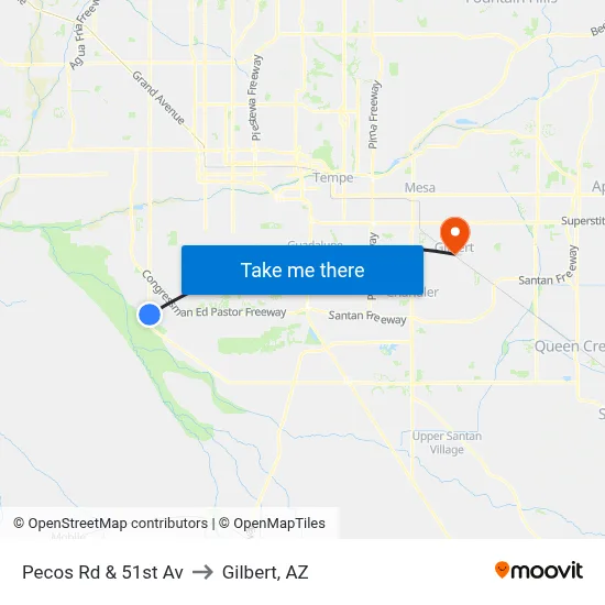 Pecos Rd & 51st Av to Gilbert, AZ map