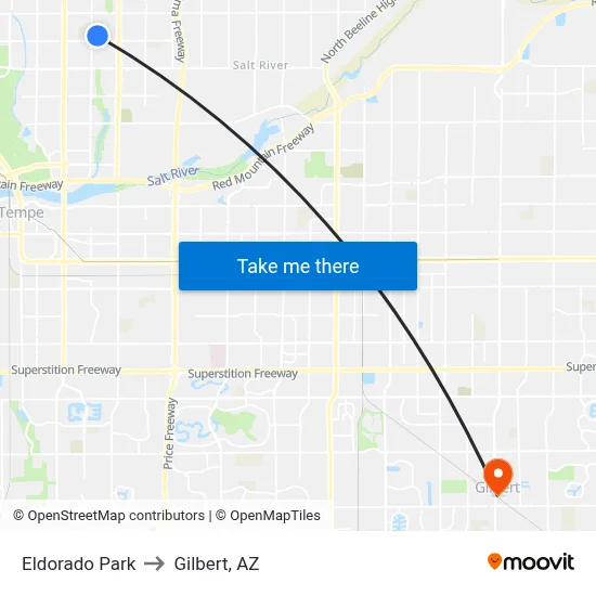 Eldorado Park to Gilbert, AZ map