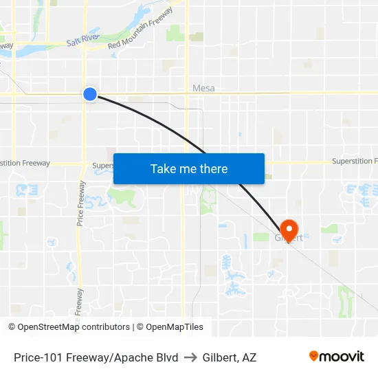 Price-101 Freeway/Apache Blvd to Gilbert, AZ map