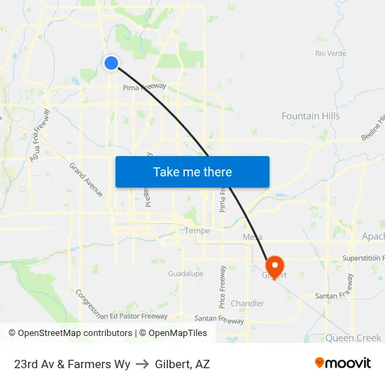 23rd Av & Farmers Wy to Gilbert, AZ map