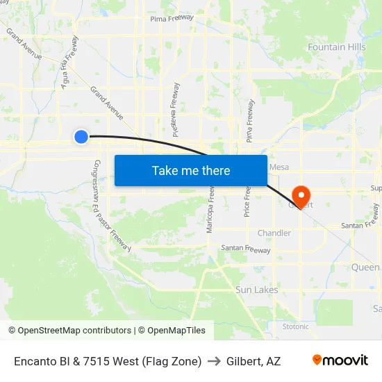 Encanto Bl & 7515 West (Flag Zone) to Gilbert, AZ map