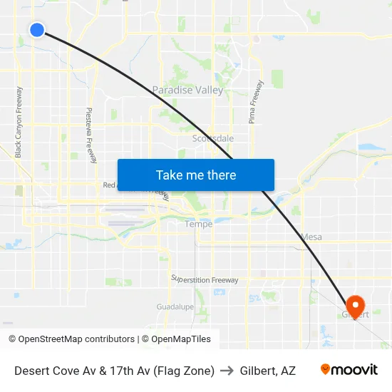 Desert Cove Av & 17th Av (Flag Zone) to Gilbert, AZ map