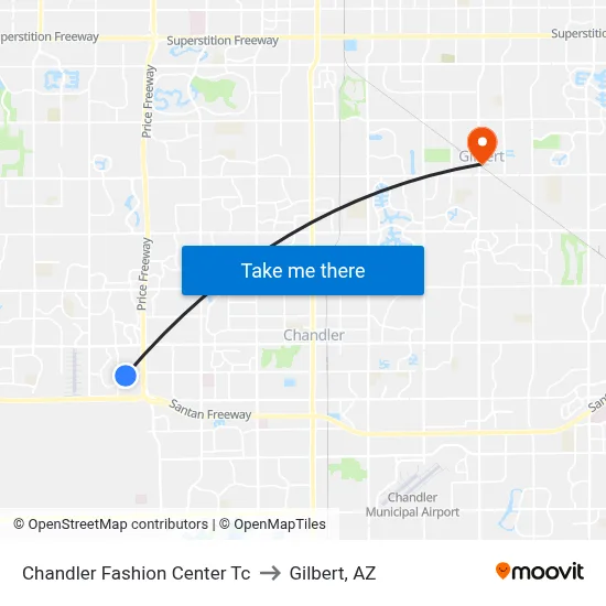 Chandler Fashion Center Tc to Gilbert, AZ map