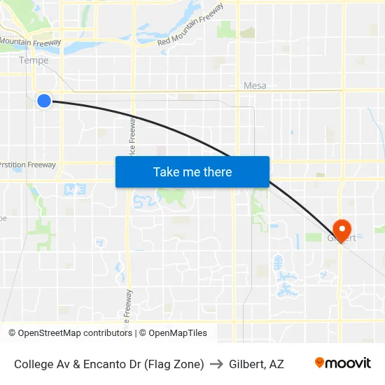 College Av & Encanto Dr (Flag Zone) to Gilbert, AZ map