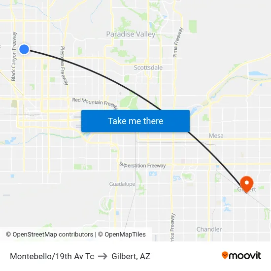 Montebello/19th Av Tc to Gilbert, AZ map