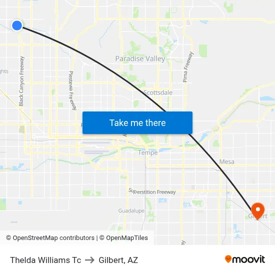 Thelda Williams Tc to Gilbert, AZ map