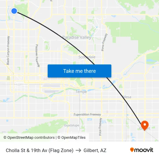 Cholla St & 19th Av (Flag Zone) to Gilbert, AZ map