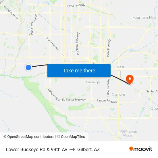 Lower Buckeye Rd & 99th Av to Gilbert, AZ map