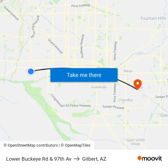 Lower Buckeye Rd & 97th Av to Gilbert, AZ map