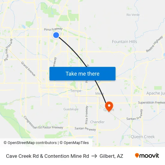 Cave Creek Rd & Contention Mine Rd to Gilbert, AZ map