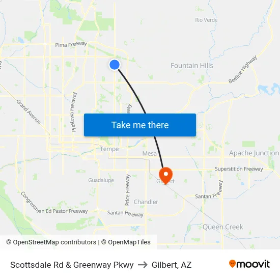 Scottsdale Rd & Greenway Pkwy to Gilbert, AZ map
