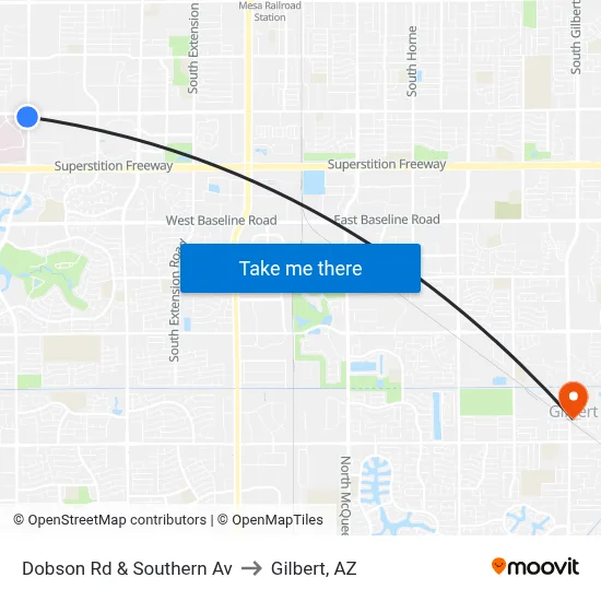 Dobson Rd & Southern Av to Gilbert, AZ map