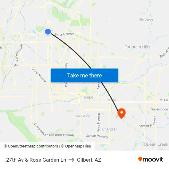 27th Av & Rose Garden Ln to Gilbert, AZ map
