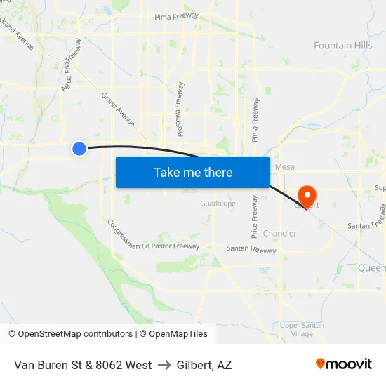 Van Buren St & 8062 West to Gilbert, AZ map