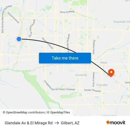 Glendale Av & El Mirage Rd to Gilbert, AZ map