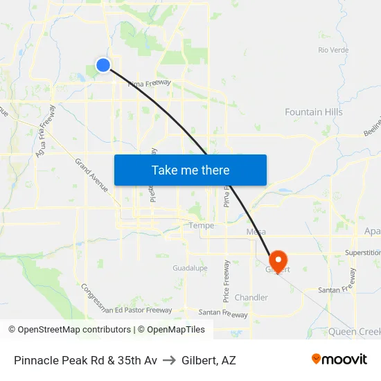Pinnacle Peak Rd & 35th Av to Gilbert, AZ map