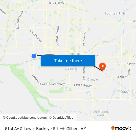 51st Av & Lower Buckeye Rd to Gilbert, AZ map