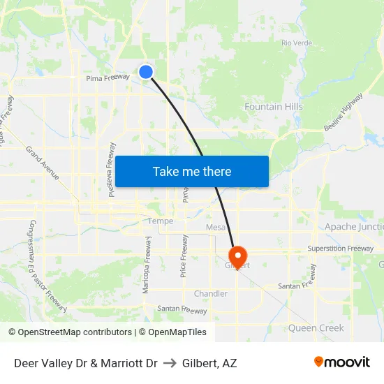 Deer Valley Dr & Marriott Dr to Gilbert, AZ map