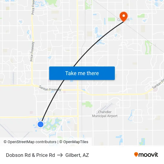 Dobson Rd & Price Rd to Gilbert, AZ map