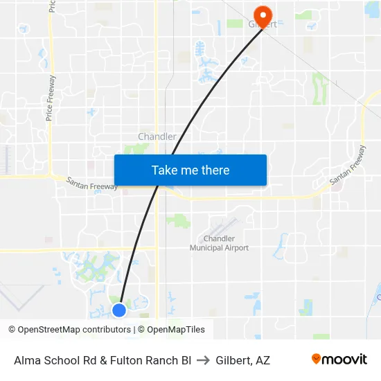 Alma School Rd & Fulton Ranch Bl to Gilbert, AZ map