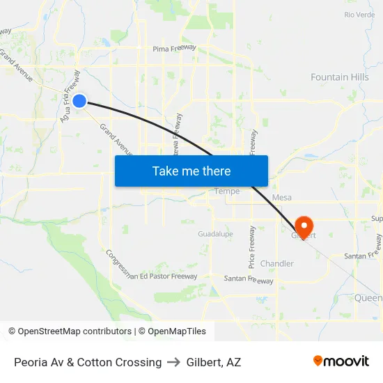 Peoria Av & Cotton Crossing to Gilbert, AZ map