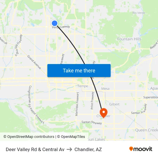 Deer Valley Rd & Central Av to Chandler, AZ map