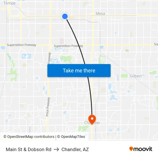 Main St & Dobson Rd to Chandler, AZ map