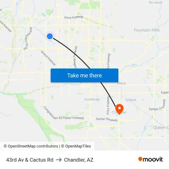 43rd Av & Cactus Rd to Chandler, AZ map