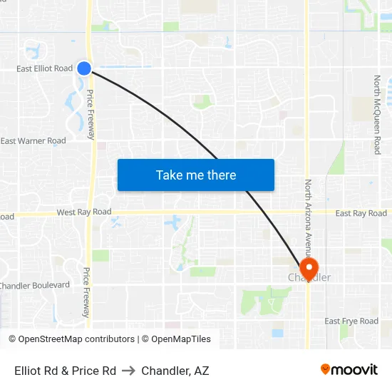 Elliot Rd & Price Rd to Chandler, AZ map
