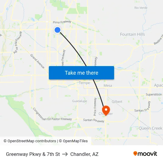 Greenway Pkwy & 7th St to Chandler, AZ map