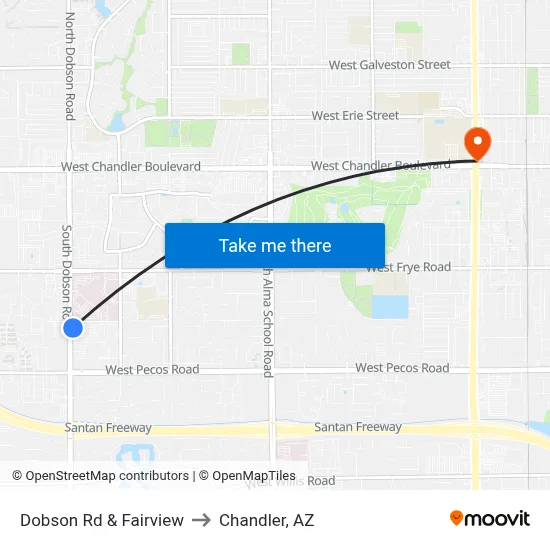 Dobson Rd & Fairview to Chandler, AZ map