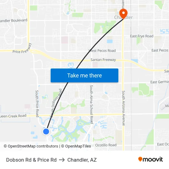 Dobson Rd & Price Rd to Chandler, AZ map