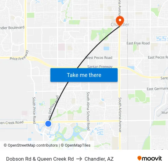 Dobson Rd & Queen Creek Rd to Chandler, AZ map