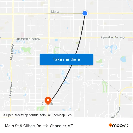 Main St & Gilbert Rd to Chandler, AZ map