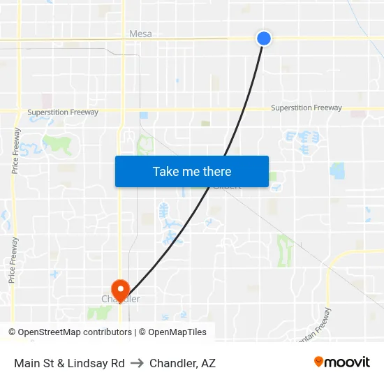 Main St & Lindsay Rd to Chandler, AZ map
