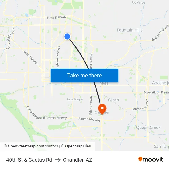 40th St & Cactus Rd to Chandler, AZ map