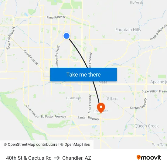 40th St & Cactus Rd to Chandler, AZ map